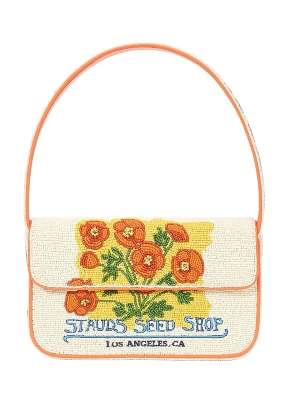 STAUD Tommy Beaded California Poppy Limited Edition Bag NWT - Picture 4 of 9